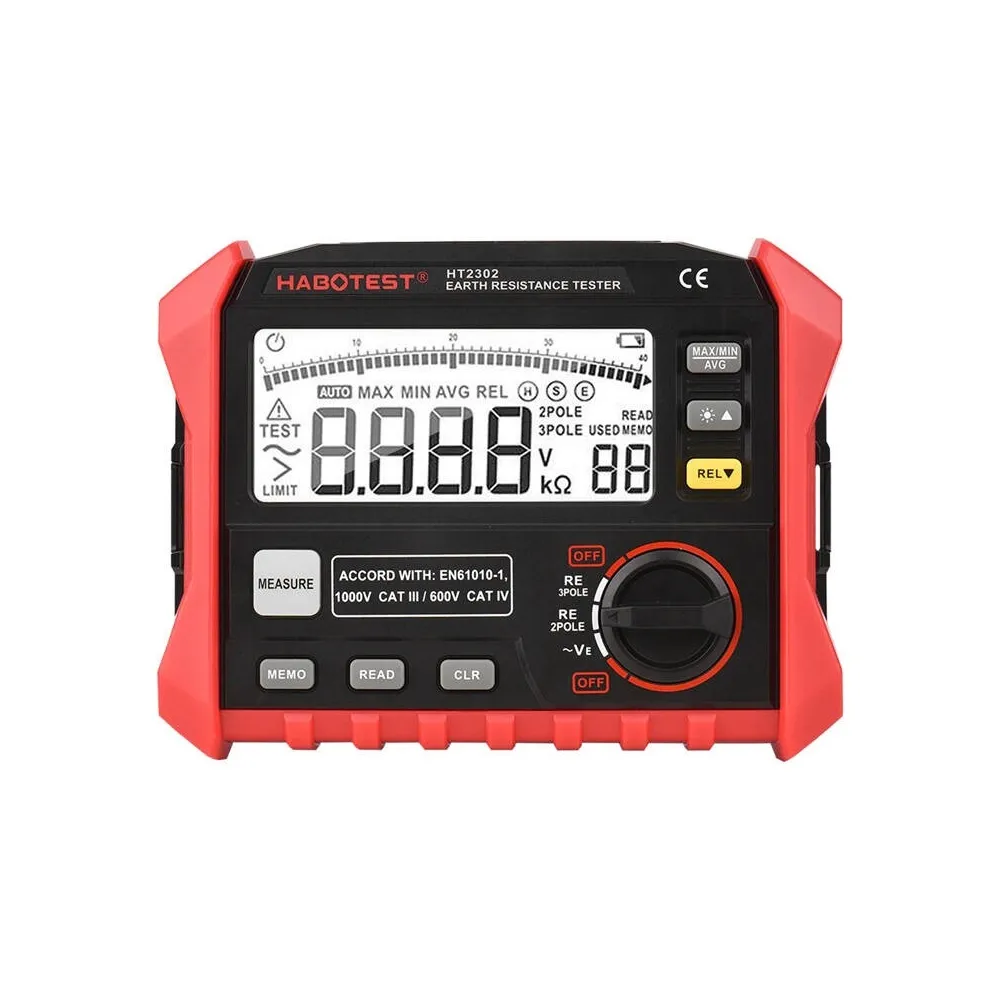 Habotest Medidor de resistência de terra digital HT2302