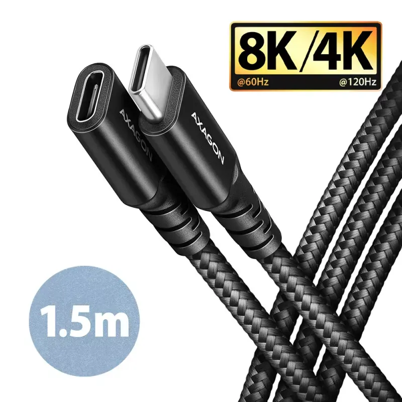 Extensão AXAGON BUCM32-CF15AB USB-C <-> USB-C 3.2 Gen 2, 1.5m, 20 Gbps, ALU, braid