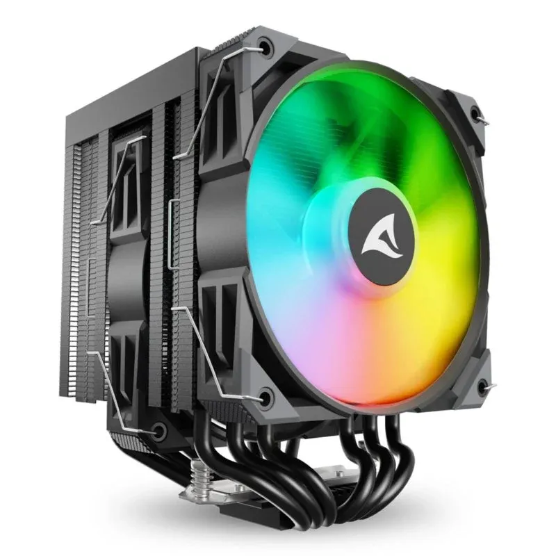 Cooler CPU Sharkoon A60 RGB Cooler de CPU 120mm com Torre Dupla e Espelho Infinito para AM5/LGA1851