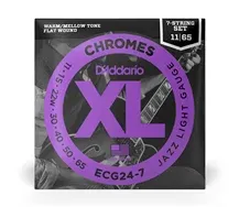 Jogo cordas guitarra elétrica D'Addario ECG247 Chrome Flat Wound 011-065