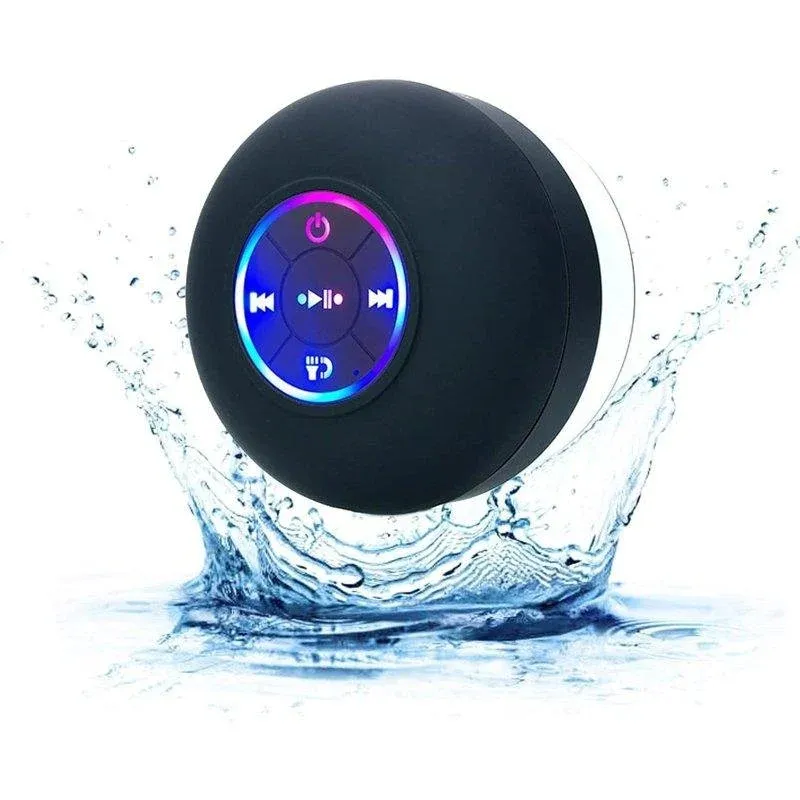 Altifalantes Bluetooth Autrucker Portáteis IPX4 com Ventosa e Microfone LED