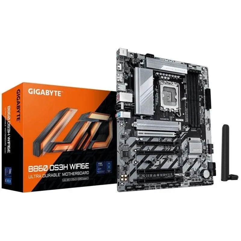 Motherboard Gigabyte B860 DS3H B860 LGA 1851 DDR5 ATX PCIe 5.0 256GB 2.5GbE M.2 RAID WiFi 6E