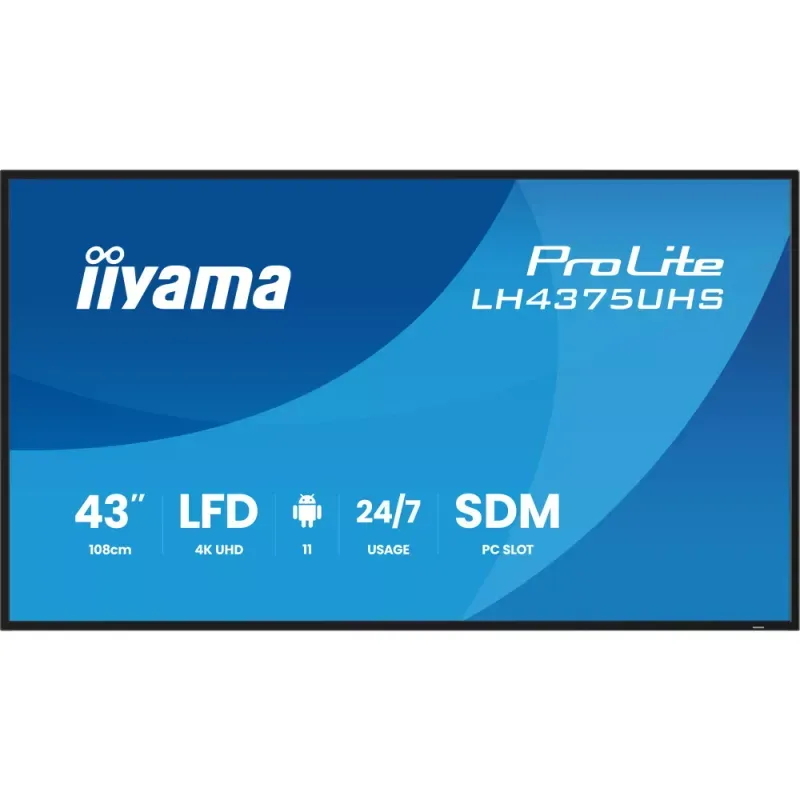 iiyama ProLite LH4375UHS-B2AG - 43" Classe Diagonal (42.5" visível) ecrã LCD com luz de fundo LED - sinalização digital - com leitor multimédia incorporado, PC com ranhura SDM - 4K UHD (2160p) 3840 x 2160 - preto ( (bisel), acabamento mate