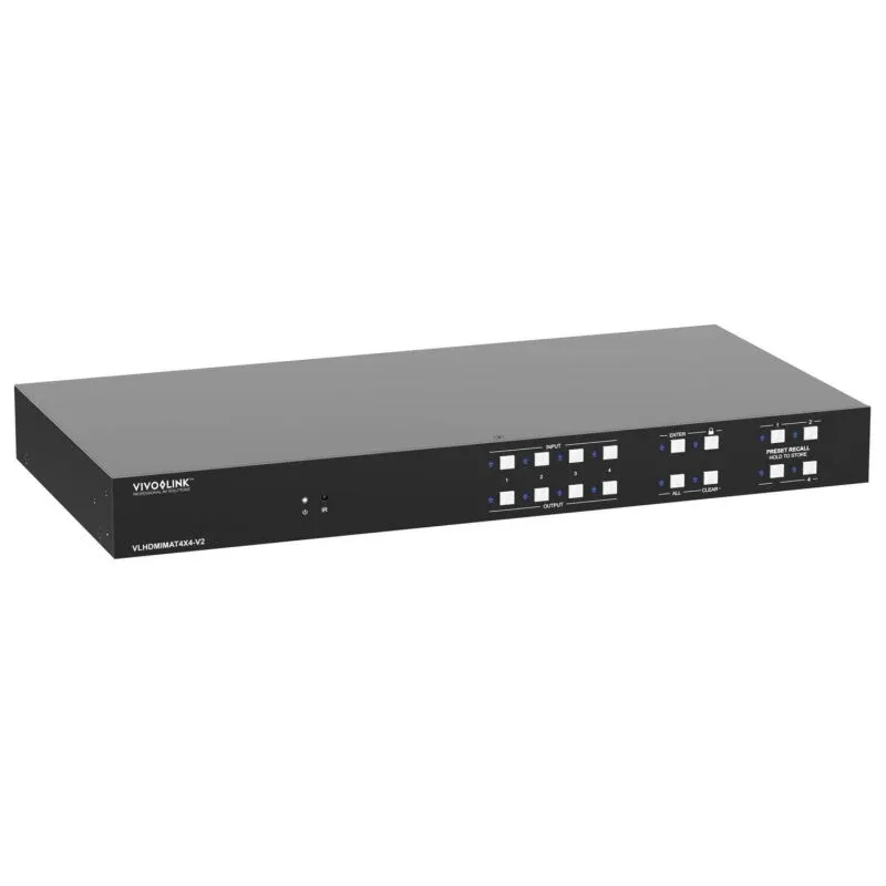 Matriz de comutação HDMI 2.0 4x4 Vivolink VLHDMIMAT4X4-V2 4K 18 Gbit/s
