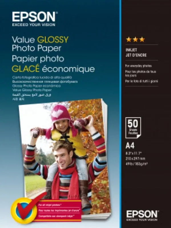 VALUE GLOSSY PHOTO PAPER A4 50 HOJA