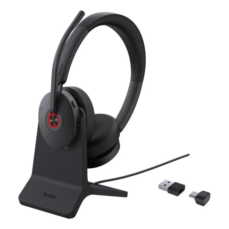 Auriculares Yealink BH74 inalámbricos Bluetooth para escritório com Cancelamento de Ruído, base de carregamento, pretos