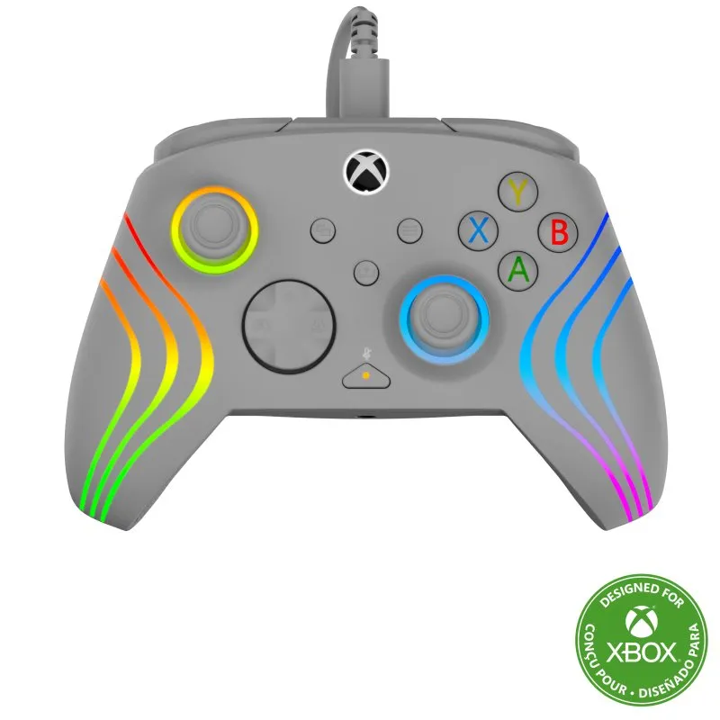 Turtle Beach Afterglow Wave Gamepad RGB USB-C com Retroiluminação LED para PC/Xbox Cinzento