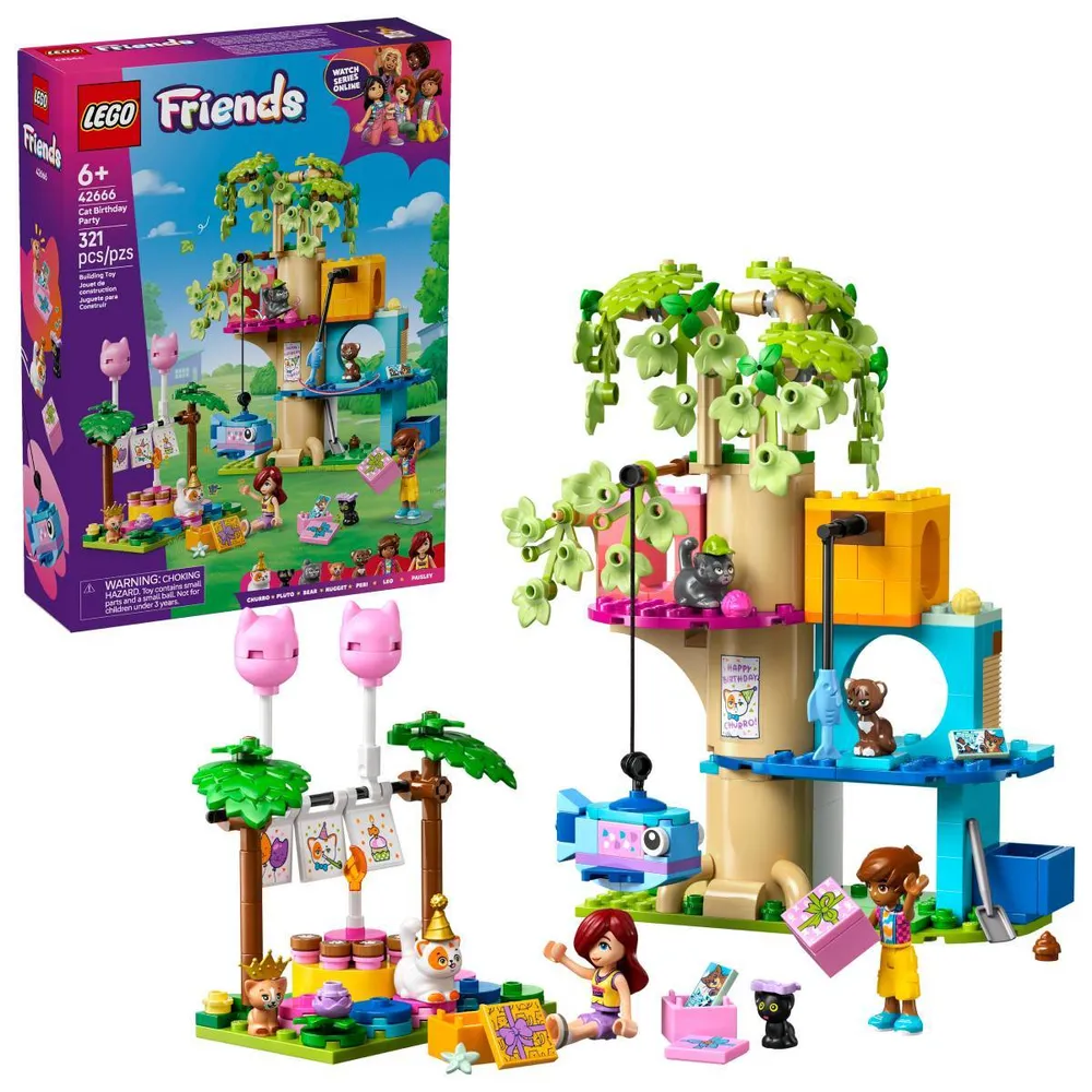 LEGO Friends: Festa de Aniversário do Gato e Casa da Árvore | Idades 6+ | 321 Peças | Item 42666