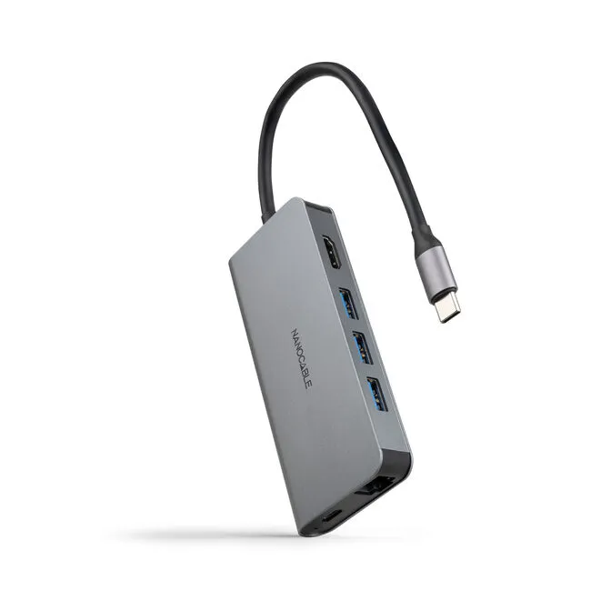 Hub Nanocable USB-C 3xUSB-A+HDMI+USB-C CARGA+RJ45+TF+SD