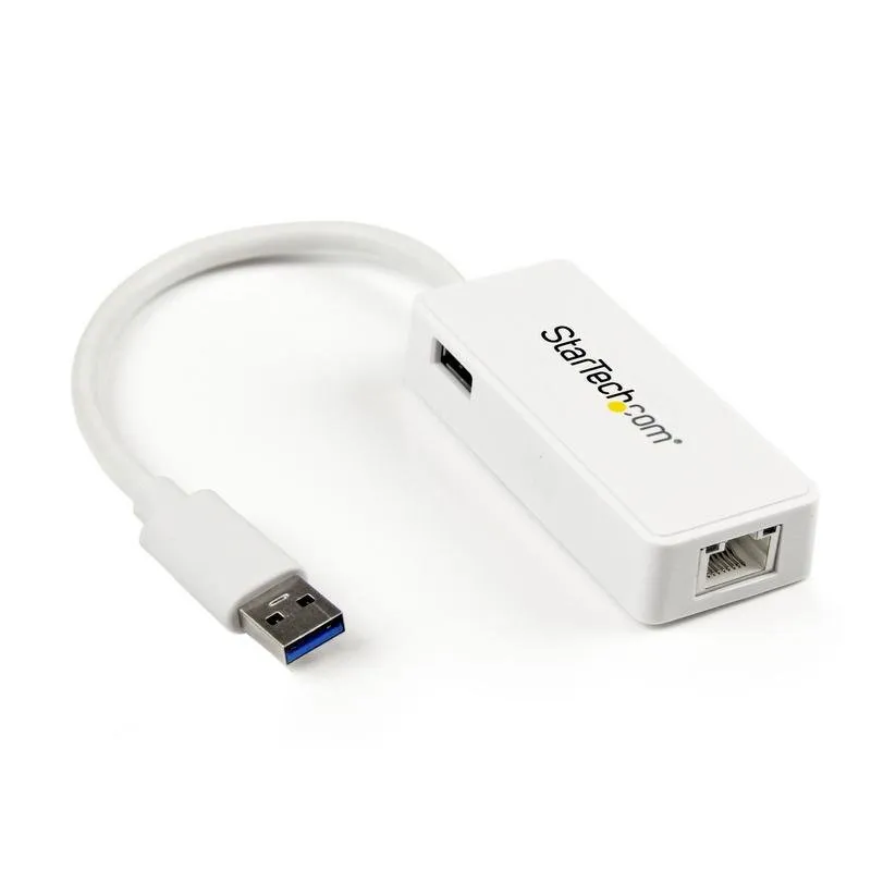 Placa de Rede StarTech USB31000SPTW USB 3.0 Gigabit Ethernet 5 Gbps Pass-Through Branco