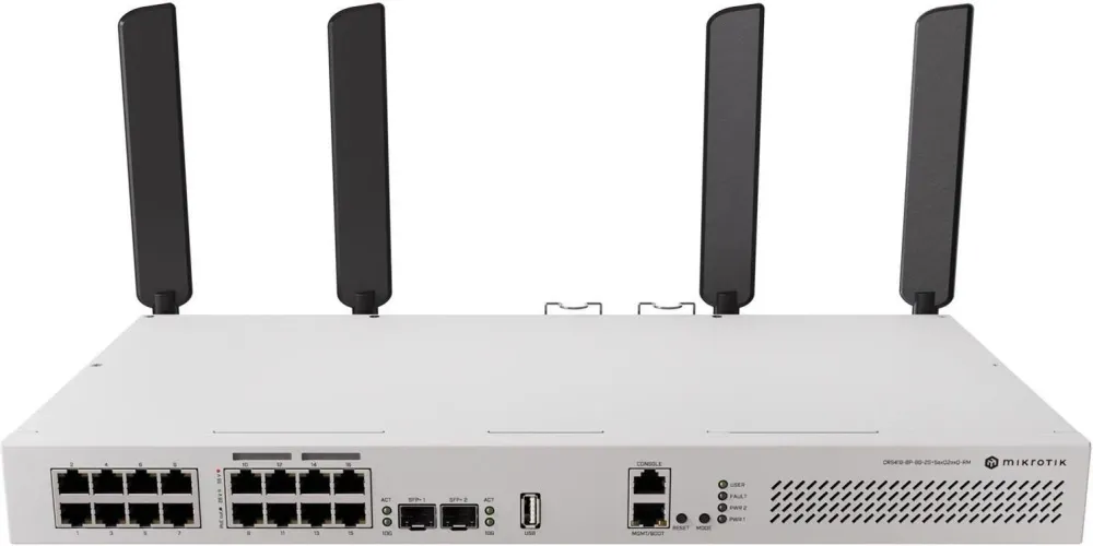 Switch Mikrotik 19 Portas Gigabit PoE - CRS418-8P-8G-2S+5axQ2axQ-RM