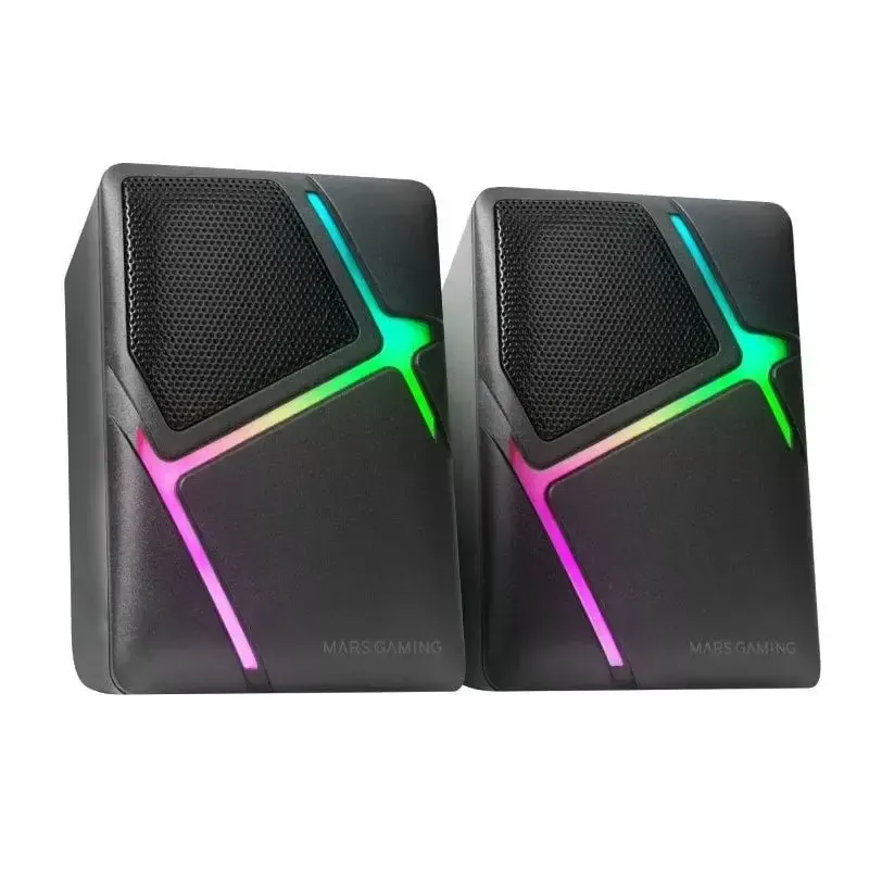 Colunas Mars Gaming MS-H Gaming Stereo 2.0 RGB 3D Surround 10W Peak Pretas