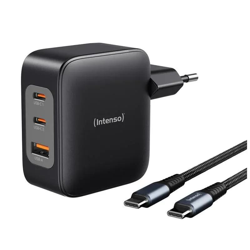 Fonte Alimentação Intenso W100ACC+C520C Adaptador de Alimentação GaN 100W com Carga Rápida para Até 3 Dispositivos