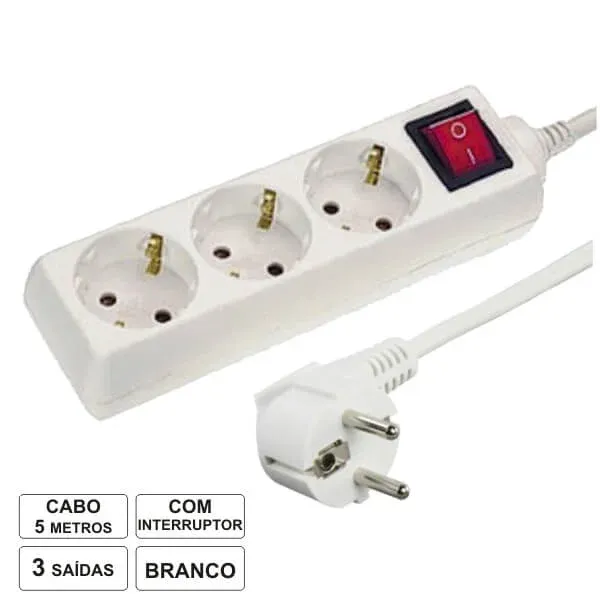 Extensão Eléctrica 3 Saídas 5m C/ Interruptor Aigostar