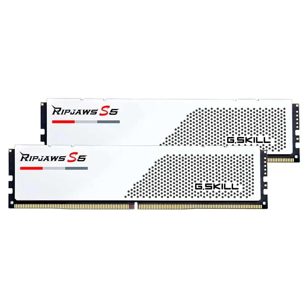 Memória RAM UDIMM G.SKILL Ripjaws S5 Series 64GB (2x32GB) DDR5-6000MHz (Intel XMP) CL30 (30-40-40-96) 1.40V Branca