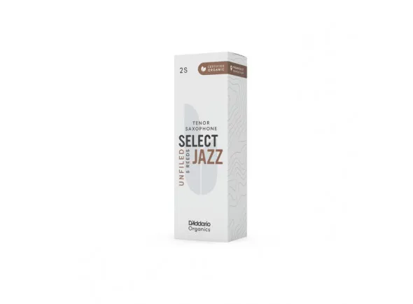 Daddario Organic Select Jazz Unfiled Tenor Saxophone Reeds Strength 2 Hard 5-pack