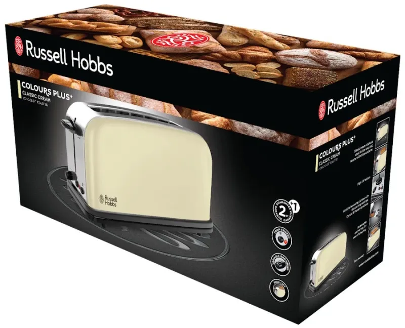 Torradeira Russell Hobbs Colours Plus+ 2 Fatias Longas 1000W Classic Cream