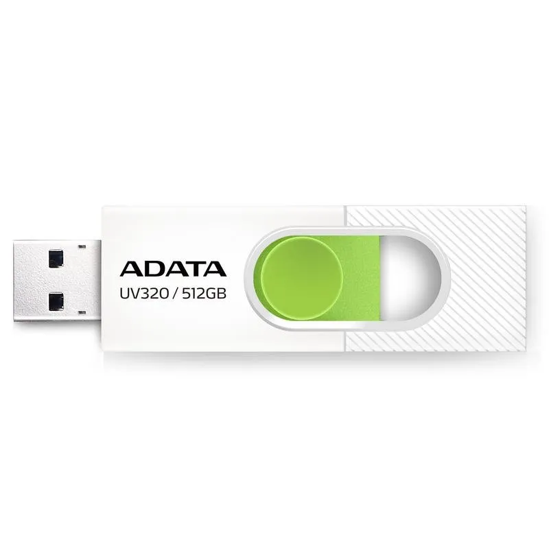 Pen Drive Pen USB ADATA UV320 512 GB USB-A 3.2 Gen 1 deslizante verde e branco