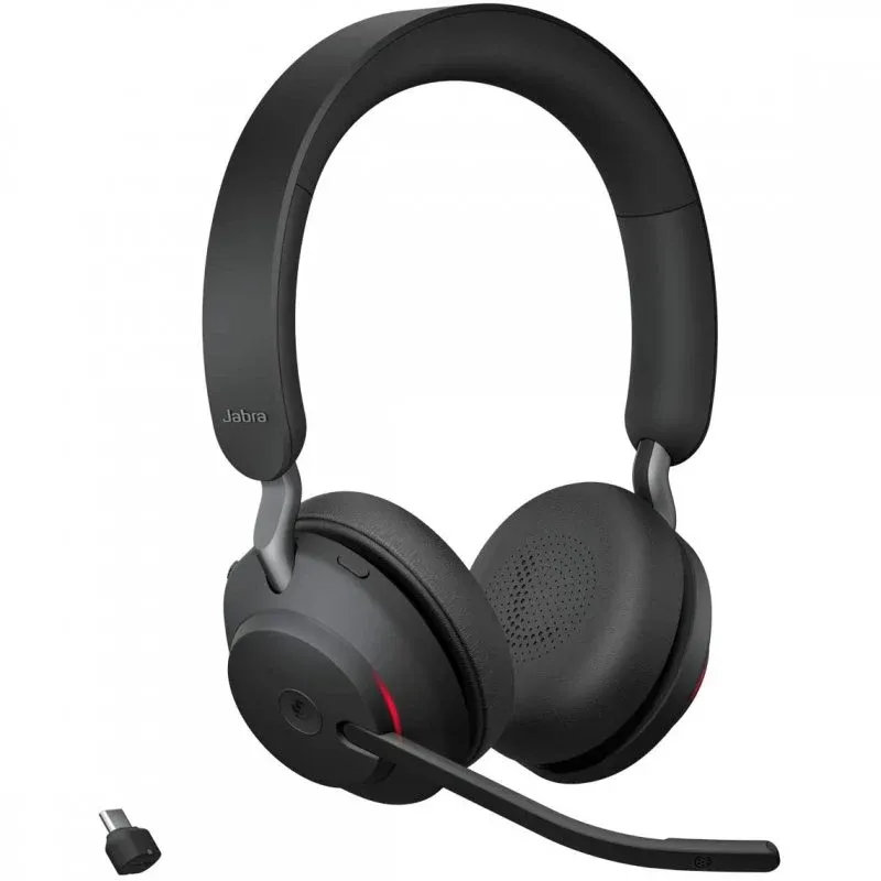 Jabra Evolve2 65 MS Teams Stereo Headset Bluetooth USB-C Pretos
