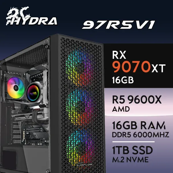 PC Gaming HYDRA-97R5V1 - R5 9600X | RX9070XT 16GB | 16GB | M.2 1TB