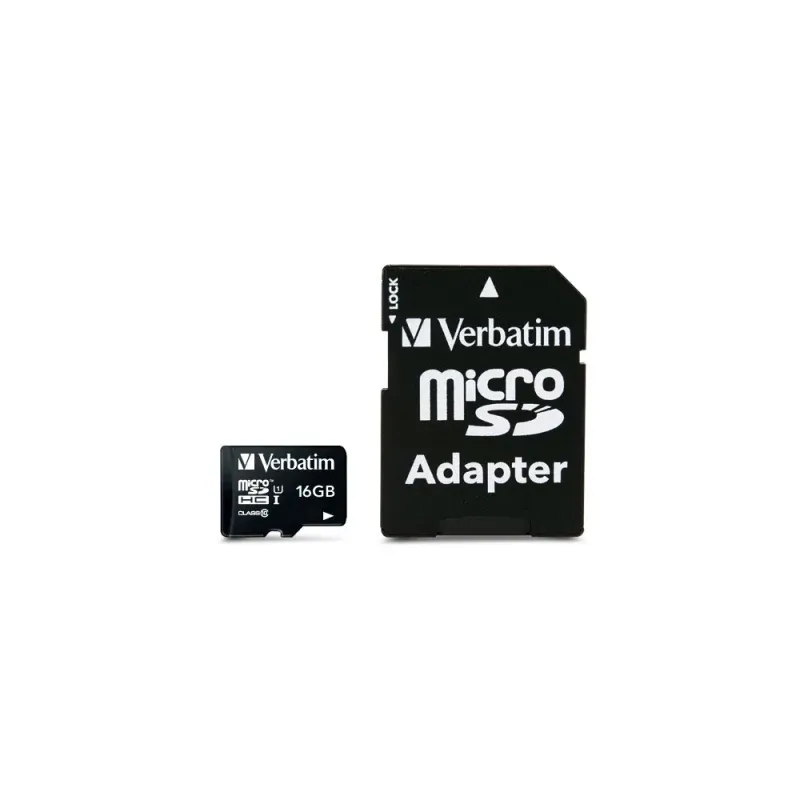 VERBATIM MICRO SDHC 16GB CLASS 10 C/ADAPTADOR