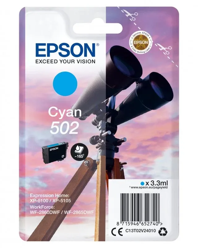 Tinteiro EPSON 502 Ciano - XP-51xx, WF-286x