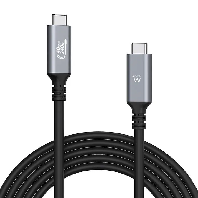 Cabo USB-C Ewent USB4 Thunderbolt 4 40Gbps 240W 1m Preto