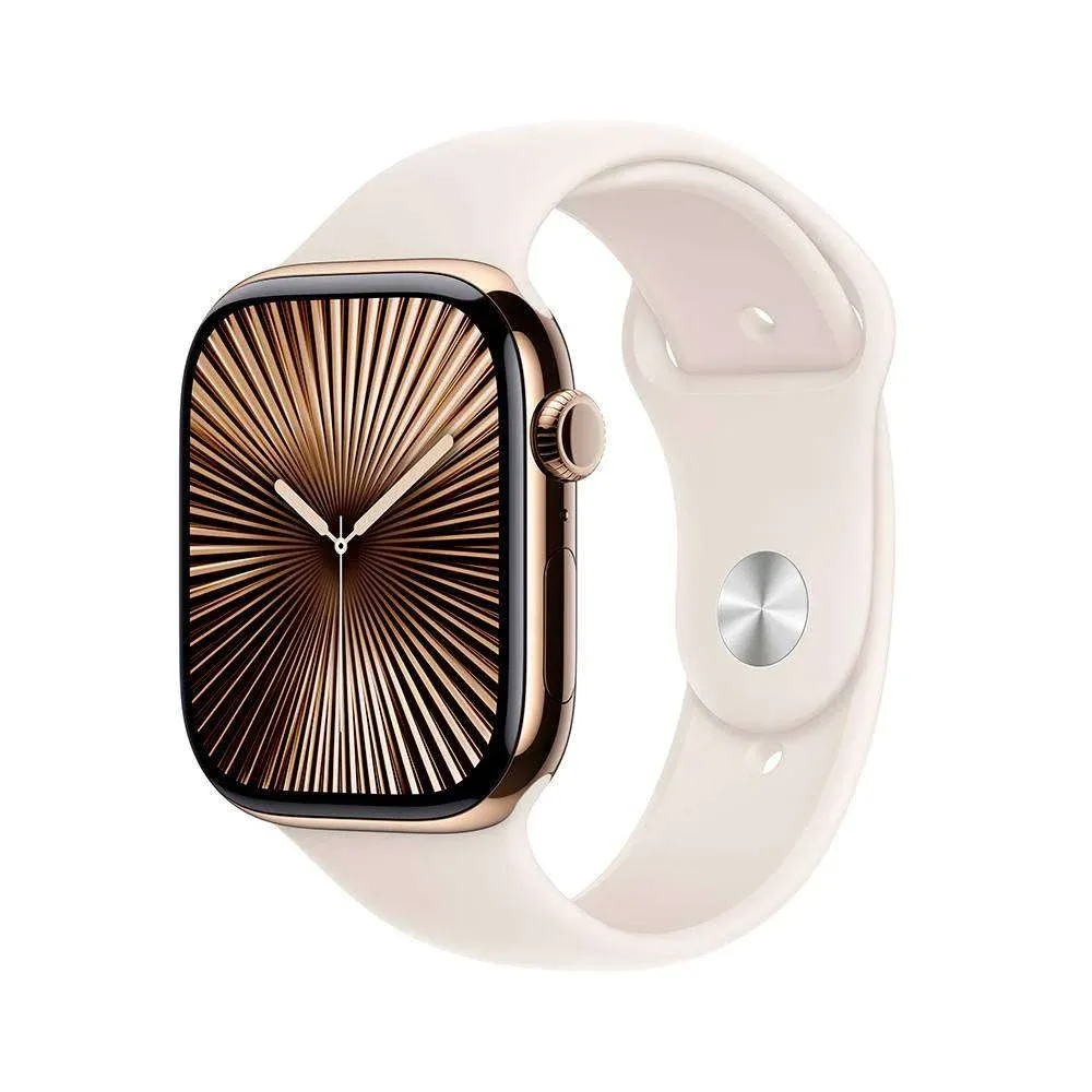 Apple Watch Series 10 GPS + Cellular 46mm Titânio Dourado c/ Bracelete Desportiva Luz das Estrelas M/L
