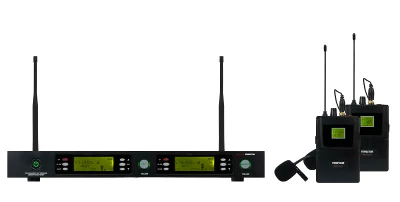 Central Microfones Sem Fios Duplo Portátil UHF - MSH-892-512