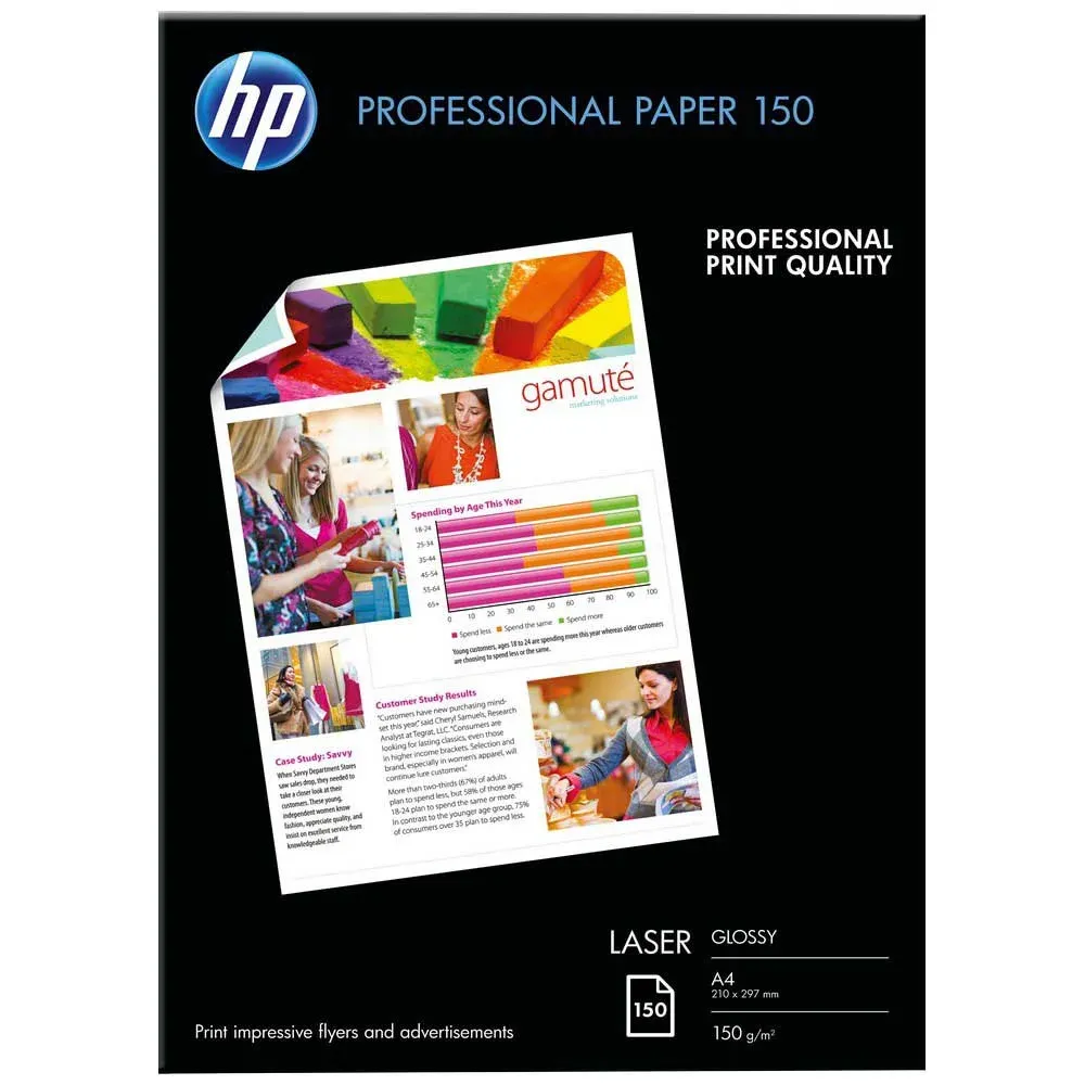Papel Fotográfico HP Professional Glossy Laser Paper 150 gsm-150 sht/A4/210 x 297 mm