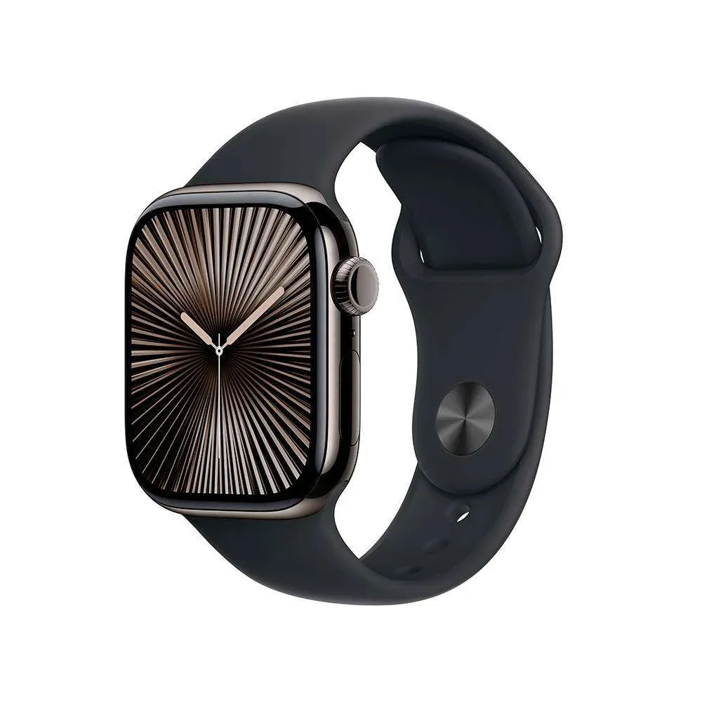 Apple Watch Series 10 GPS + Cellular 42mm Titânio Ardósia c/ Bracelete Desportiva Preta M/L