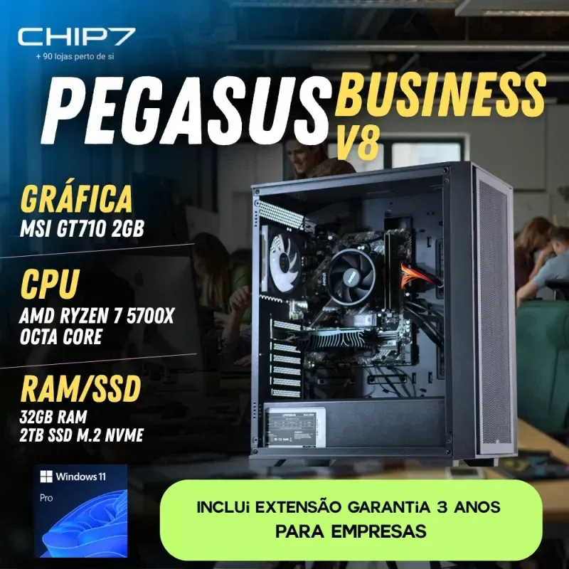 COMPUTADOR TRABALHO - Intel Ultra 5 245KF / GT 710 2GB DDR5 / 32GB RAM / 2TB SSD / Windows 11 Pro - CHIP7 Pegasus Business V8
