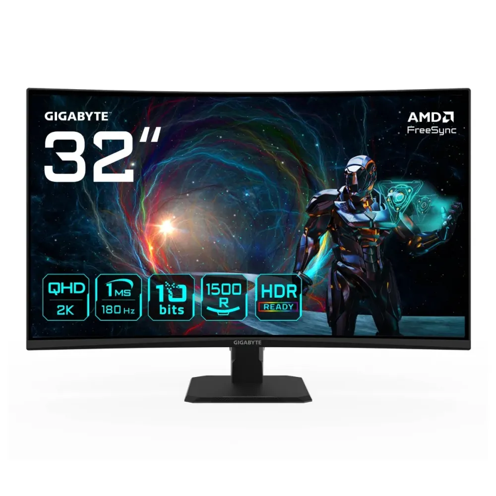 Monitor Gaming Curvo Gigabyte GS32QCA 32" VA QHD 180Hz Preto