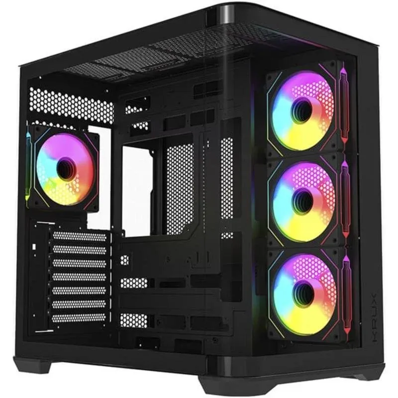 Caixa de Computador Caixa de PC Krux Tano Torre Mid com painel panorâmico e 4 ventiladores ARGB