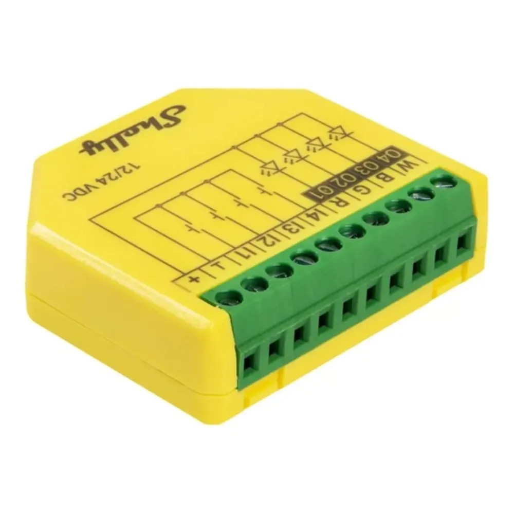 Módulo Controlador Inteligente Shelly Wi-Fi RGBW 12/24V DC p/ Fitas