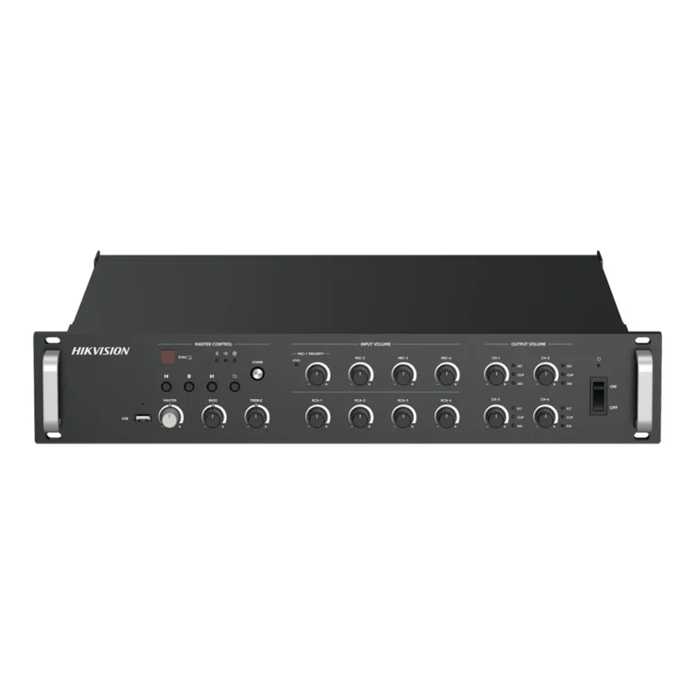 Amplificador em Rede Hikvision 1000W 4 Zonas Preto - QAZ1A1000G1-VB4