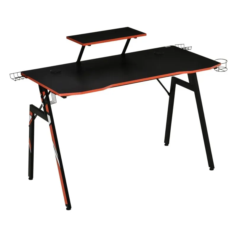 Homcom Mesa Gaming com Suporte para Monitor Porta-Copos e Gancho para Auscultadores