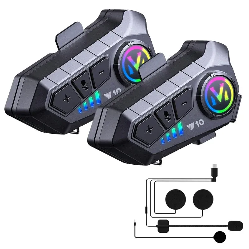 Klack Y10 Auricular Intercomunicador para Moto Bluetooth, Resistência IPX6 e Som Hi-Fi (2 Unid.)