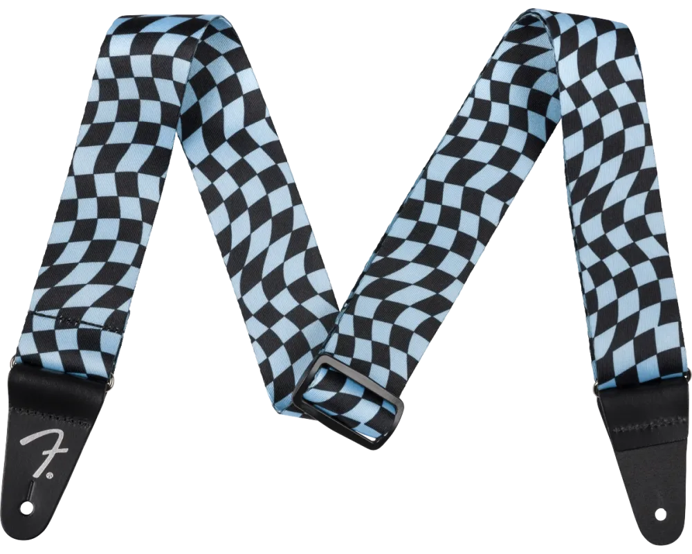 Fender Wavy Checkerboard Polyester Strap, Blue