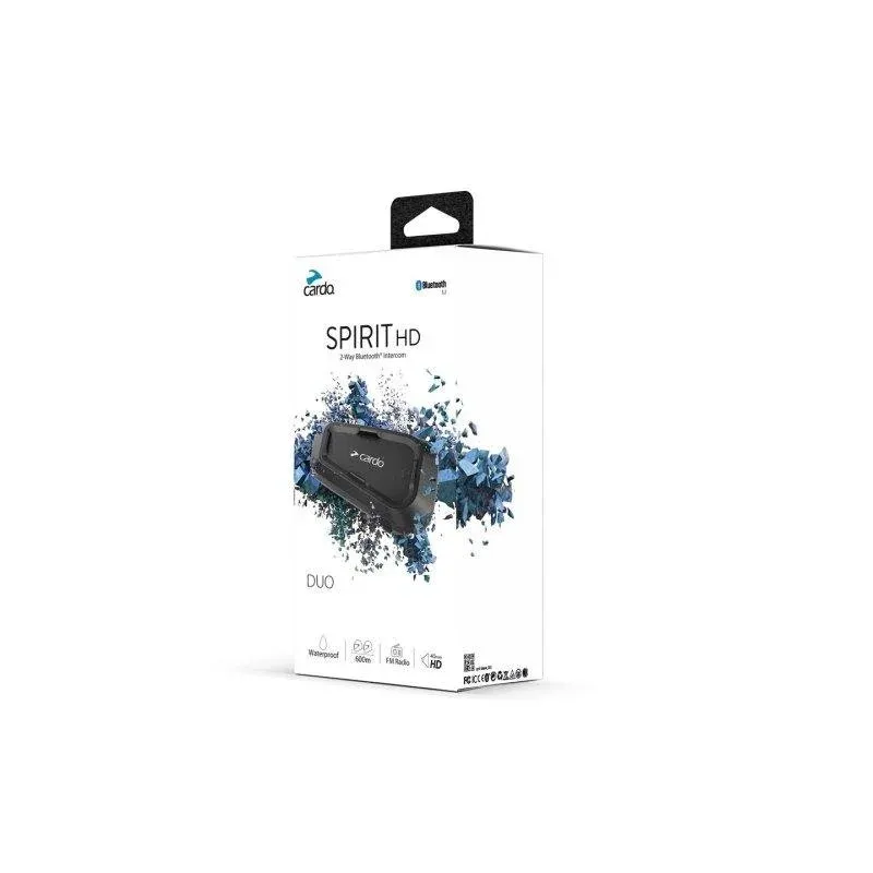 Intercomunicador Cardo Spirit HD Duo Bluetooth 5.2 para Motociclistas Resistente à água Preto