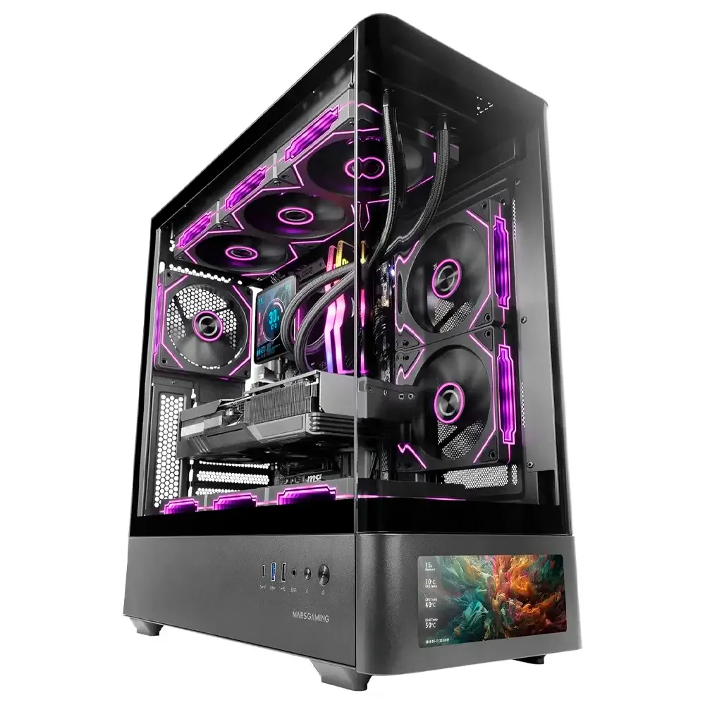 Caixa ATX Mars Gaming MC-LCDPRO LCD IPS 7.2 Tempered Glass Preta