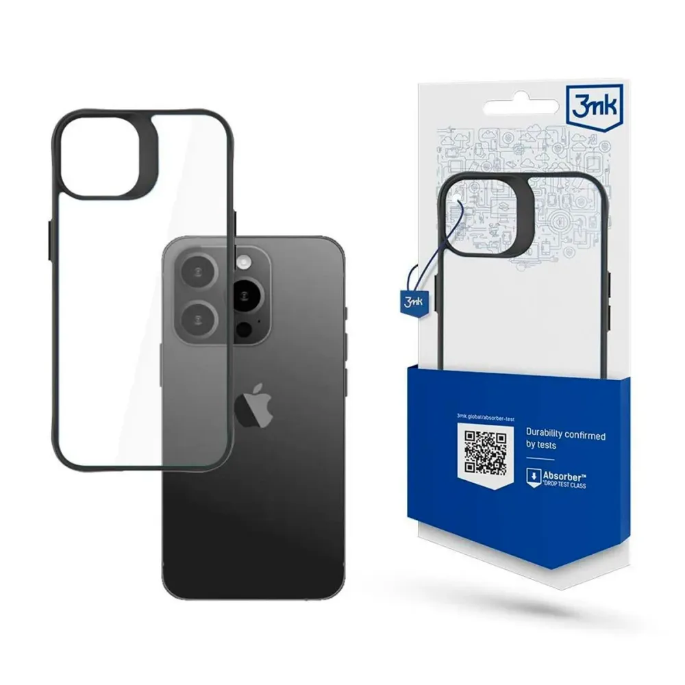 Capa Satin Armor+ 3MK iPhone 15 Pro Transparente/Preto