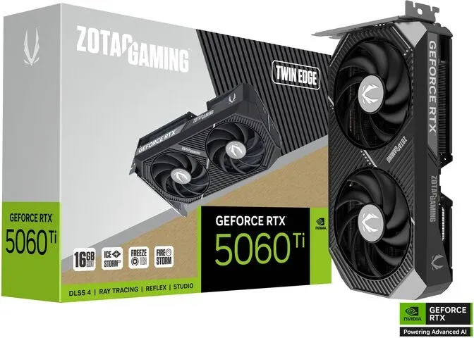 Gráfica ZOTAC GeForce® RTX 5060 Ti Twin Edge 16GB GDDR7 DLSS4