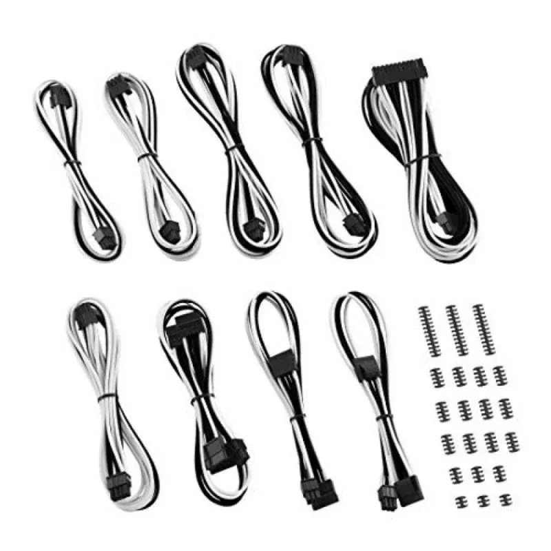 Fonte Alimentação CableMod Classic ModMesh C-Series Kit de Cabos 18AWG UL para Corsair RMi RMx Pretos/Brancos