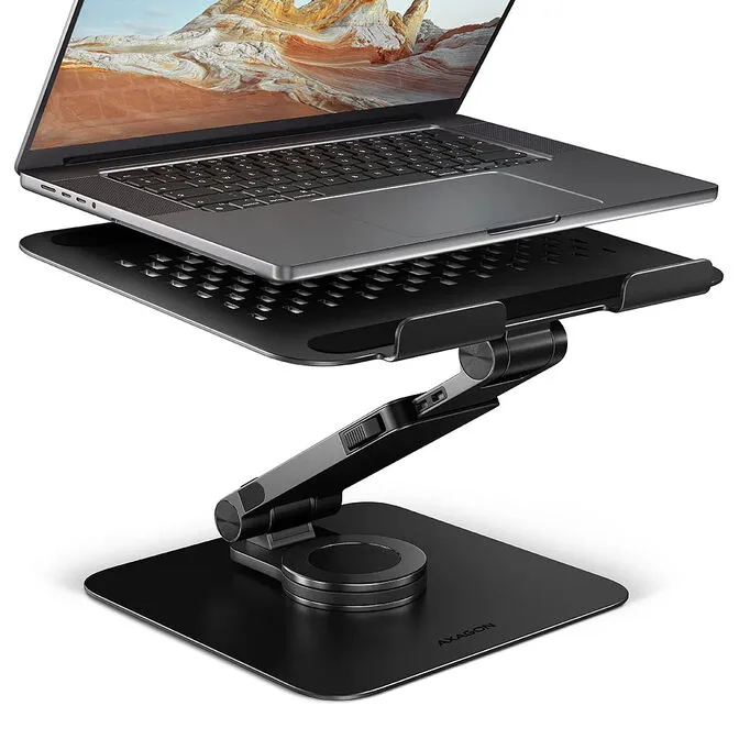 Suporte Elevatório Rotativo AXAGON STND-LRB para Portáteis Regulável Aluminio Preto