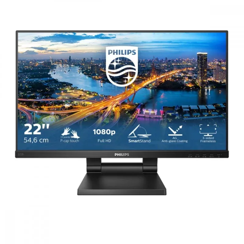 PHILIPS MONITOR 22" (21.5) TOUCHSCREEN FHD VGA HDMI DP USB COLUNAS HAS 222B1TC