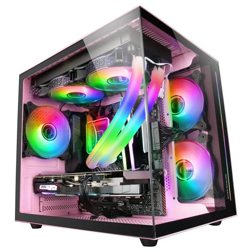 Caixa Micro-ATX Mars Gaming MC-VIEW Custom Premium Frameless Tempered Glass Rosa
