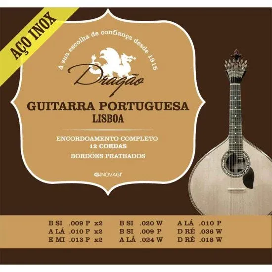 Dragão SET CORDAS Guitarra Portuguesa Lisboa Aço Inox