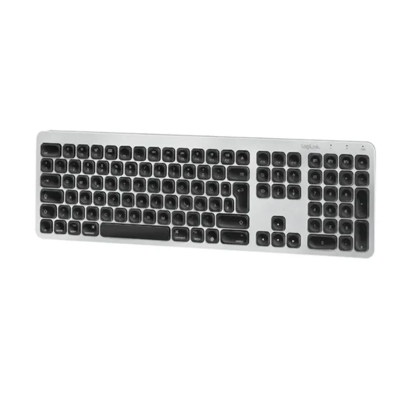 Teclado LOGILINK ID0206 sem fios Bluetooth QWERTZ cinzento com teclas multimédia