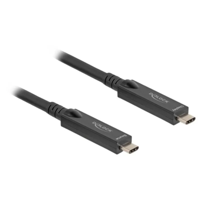 Cabo USB-C Óptico Ativo DeLOCK 84257 10 m USB 3.2 Gen 2 10 Gbit/s Preto
